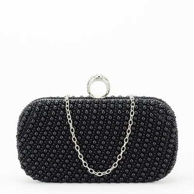 Geanta clutch negru cu perle BYH863 06 foto