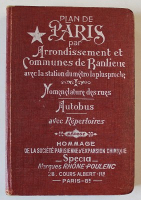 PLAN DE PARIS PAR ARRONDISSEMENT ET COMMUNES DE BANLIEU ..., EDITIE INTERBELICA foto