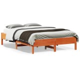 VidaXL Cadru pat fără saltea, maro ceruit, 140x190 cm, lemn masiv pin