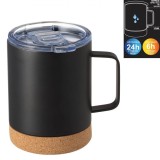 Cana Izotermă, Otel Inoxidabil, Negru, Bază Plută, Capacitate 350ml, Capac Transparent, Oem