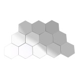 Set 12 bucati, LeeXo Luxury Sticker Acrilic Cristal Diamont, Auto-Adeziv Tip Oglinda Decorativa Design Hexagonal 3D Argintiu, pentru living, dormitor,
