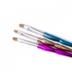 Set pensule pentru aplicare gel UV, Nr. 4, Nr. 6, Nr. 8, 3 piese