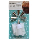 Cumpara ieftin Set pentru decorat prajituri, 8 piese, pos cu adaptor si 6 duiuri, Oem