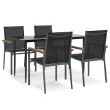 Set mobilier de gradina, 5 piese, negru, textilena si otel