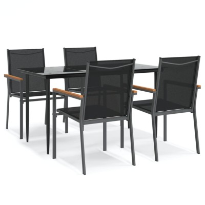 Set mobilier de gradina, 5 piese, negru, textilena si otel foto