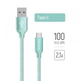 Cablu Date si Incarcare USB-A - USB-C ColorWay CW-CBUC003, 18W, 1m, Verde