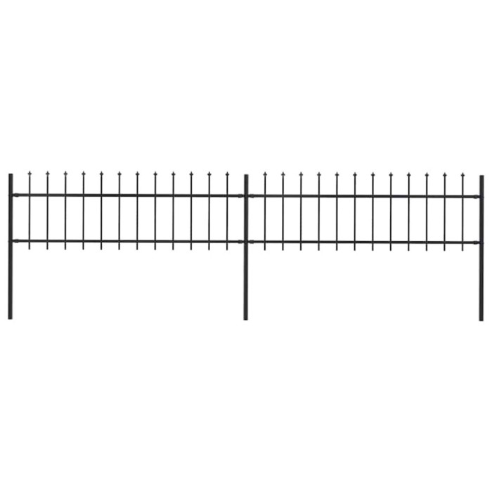 vidaXL Gard de grădină cu v&acirc;rf suliță, negru, 3,4 x 0,6 m, oțel