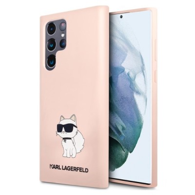 Husa pentru Samsung Galaxy S23 Ultra - Karl Lagerfeld Silicone (KLHCS23LSNCHBCP) - Pink Choupette foto