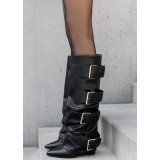 Cizme negre elegante cu toc comod 7677A 110