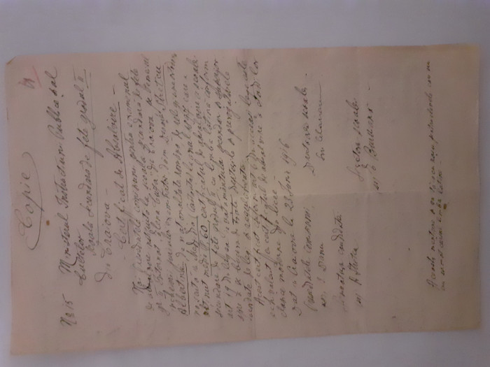 Certificat de absolvire din Craiova, 1916