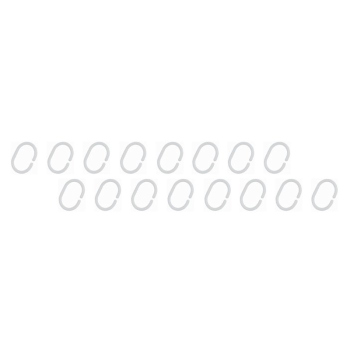 Set 16 Inele pentru perdea dus, alb, Y116, 5 x 53 mm