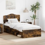Cumpara ieftin Cadru de pat Stejar fumuriu 90 x 200 cm Lemn de pin masiv