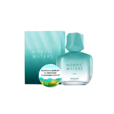 Set complet pentru Ea, Apa de parfum Nordic Waters 50 ml, insotit de insigna Dactylion cu mesaj motivational,