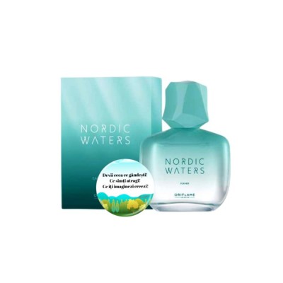 Set complet pentru Ea, Apa de parfum Nordic Waters 50 ml, insotit de insigna Dactylion cu mesaj motivational, foto