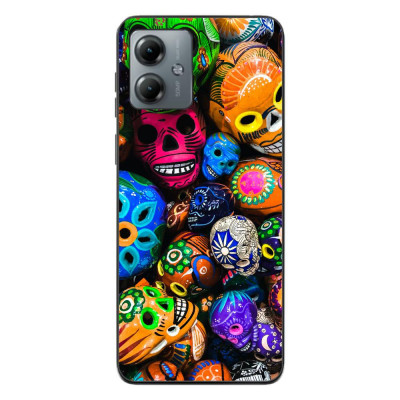 Husa compatibila cu Motorola Moto G14 Silicon Gel Tpu Model Halloween Cranii Colorate foto