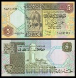 LIBIA █ bancnota █ 5 Dinars █ 1991 █ P-60c █ UNC █ necirculata