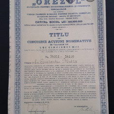 Actiune 1944 OREZUL / titlu de 50 actiuni / Prima fabrica pt cojitul orezului