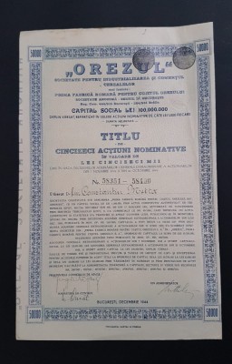 Actiune 1944 OREZUL / titlu de 50 actiuni / Prima fabrica pt cojitul orezului foto