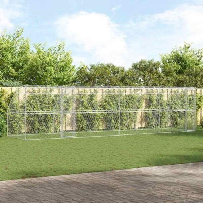 vidaXL Cușcă pentru c&amp;acirc;ini 4 pcs Argintiu 8 x 2 x 2 m Oțel 3368340 foto