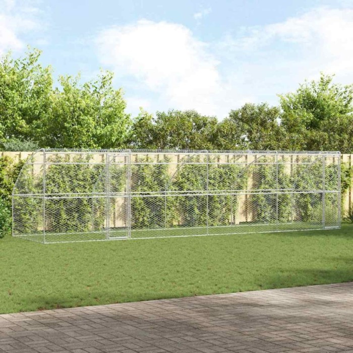 vidaXL Cușcă pentru c&acirc;ini 4 pcs Argintiu 8 x 2 x 2 m Oțel 3368340