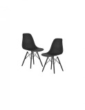 Set 2 buc scaune negre stil Scandinav cu picioare din lemn de Fag, sezut PP, 46 x 54 x 81 cm
