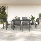 vidaXL Set mobilier de grădină, 7 piese, negru, oțel și textilenă