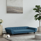 Pat de caini, albastru, 100x50x21 cm, catifea GartenMobel Dekor, vidaXL