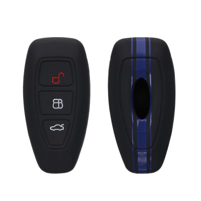 Husa Cheie Auto pentru Ford - 3 Butoane - Keyless Go, Silicon, Negru, 44708.08 foto