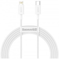 Cablu alimentare si date Baseus Superior, Fast Charging Data Cable pt. smartphone, USB Type-C la Lightning Iphone PD 20W, 2m, alb