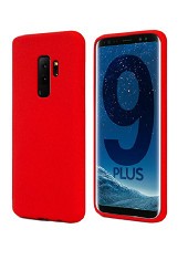 Huse silicon antisoc cu microfibra interior Samsung S9 Plus , S9+ , Rosu foto