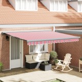 VidaXL Marcaj retractabil automat cu dungi roșii și albe 400 x 300 cm