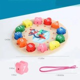 Ceas din lemn, forme de insirat, 17.2 cm, jucarie educativa montessori