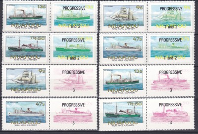 DB1 Niuafo&amp;#039;ou 1985 Vapoare de Posta 4 v Autocolante + 4 v. Autoadezive MNH foto