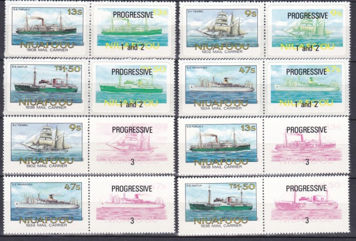 DB1 Niuafo&#039;ou 1985 Vapoare de Posta 4 v Autocolante + 4 v. Autoadezive MNH