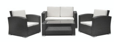 Set mobilier terasa,gradina MATO din ratan 4 piese masa, canapea si 2 fotolii culoare gri.perne albe MN0195271 Raki foto