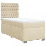 Cumpara ieftin Pat box spring cu saltea, crem, 80x200 cm, textil