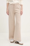 Abercrombie &amp; Fitch pantaloni de trening femei, culoarea bej, neted, KI147-5036
