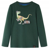 Tricou pentru copii cu maneci lungi verde &icirc;nchis 140 GartenMobel Dekor, vidaXL