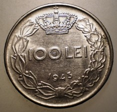 1.126 ROMANIA WWII MIHAI I 100 LEI 1943 EROARE