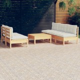 vidaXL Set mobilier grădină cu perne crem, 6 piese, lemn masiv de pin 3096088