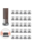 Capace transparente pentru picioarele scaunelor din silicon elastic cu plăcuțe din p&acirc;slă, 24 bucăți, capace protectoare elastice pentru picioarele sca
