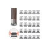 Capace transparente pentru picioarele scaunelor din silicon elastic cu plăcuțe din p&acirc;slă, 24 bucăți, capace protectoare elastice pentru picioarele sca