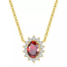 Colier Din Argint Gold and Red Arg390A