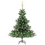 vidaXL Pom de Crăciun artificial brad Nordmann LED&amp;globuri verde 150cm 3077645