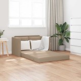 Canapea Extensibila 2 in 1 vidaXL Cappuccino 112x174 cm Piele Eco Maro, Sofa Pat Dublu, Cadru Metalic