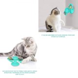 Jucărie Pisică Spinner, Turcoaz, Silicon, Lumini LED Integrate, Baterii Incluse, Ventuze Fixare, Oem