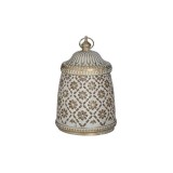 Cumpara ieftin Felinar Sticla Antique White Gold cu LED Inart, 9x14cm, Gradina, Alb Auriu Antichizat