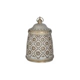 Felinar din sticla Antique White Gold cu LED 9 cm x 14 cm, Inart