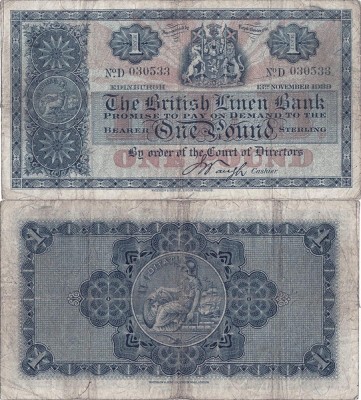 1939 (13 XI), 1 pound sterling (P-157a.8 ) - Scoția! foto