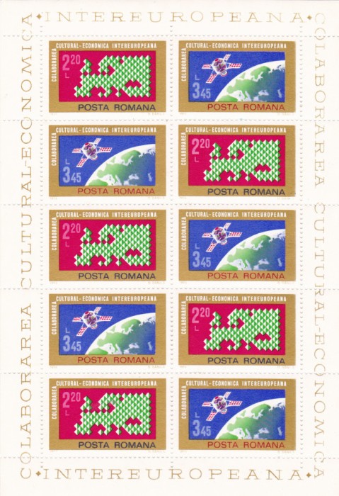 ROMANIA 1974 LP 845 a COLABORAREA CULTURAL ECONOMICA BLOC DE 5 SERII MNH